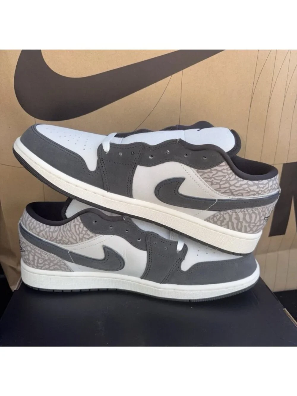 NEW Nike Air Jordan 1 Low SE V2 Silver Elephant IU2268-100 Men's Size 12.5